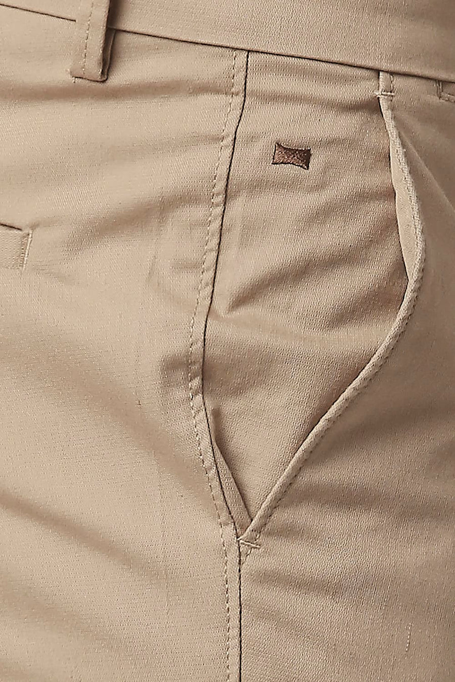 BASICS TAPERED FIT AFFOGAT KHAKHI BROKEN TWILL STRETCH TROUSERS