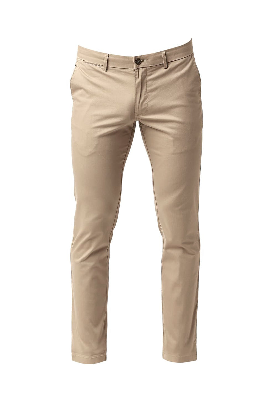 BASICS TAPERED FIT AFFOGAT KHAKHI BROKEN TWILL STRETCH TROUSERS