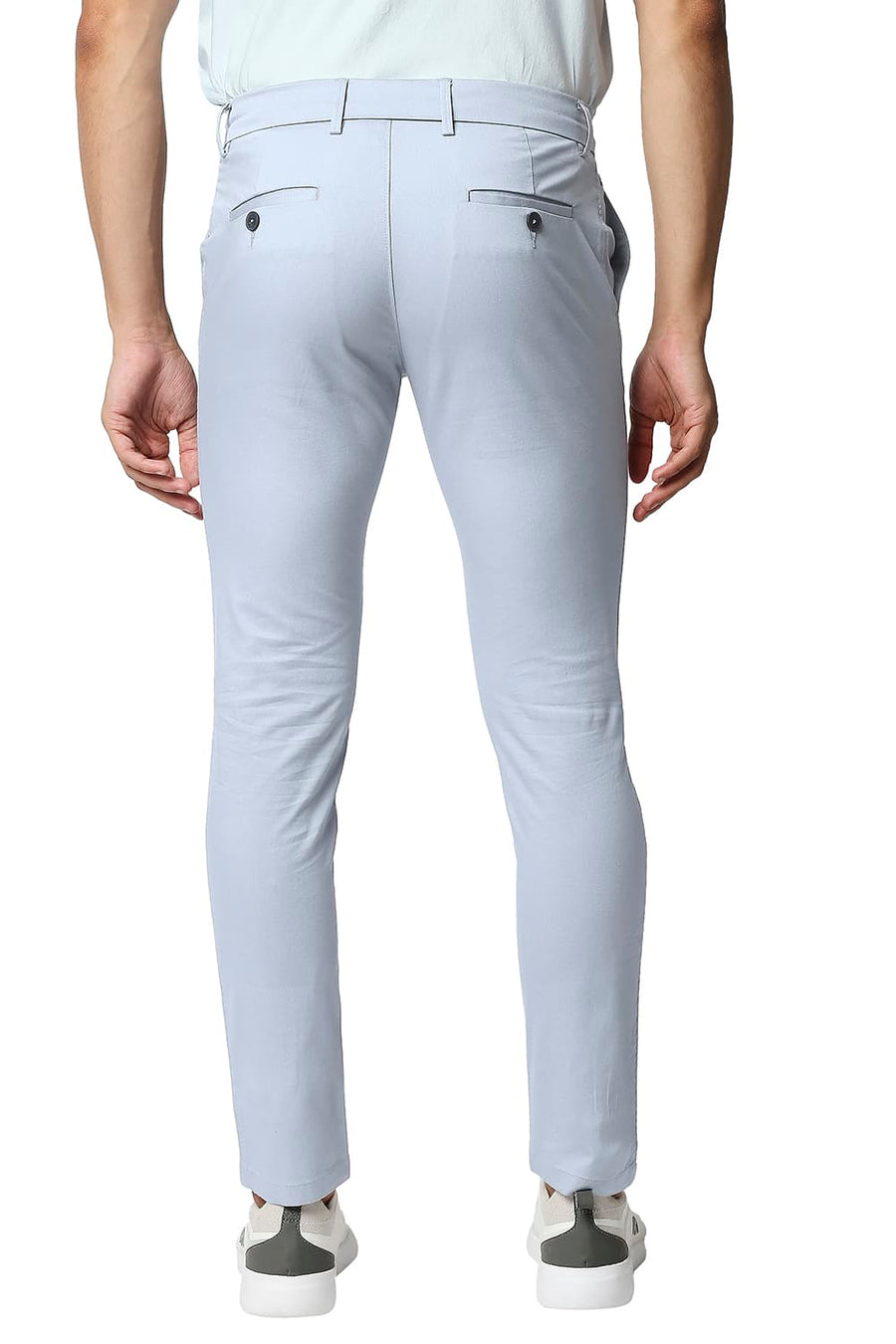 BASICS TAPERED FIT WEATHERVANE BLUE BROKEN TWILL STRETCH TROUSERS