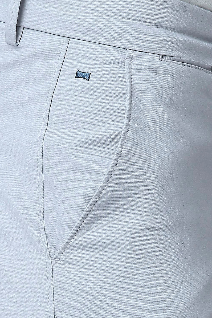 BASICS TAPERED FIT WEATHERVANE BLUE BROKEN TWILL STRETCH TROUSERS