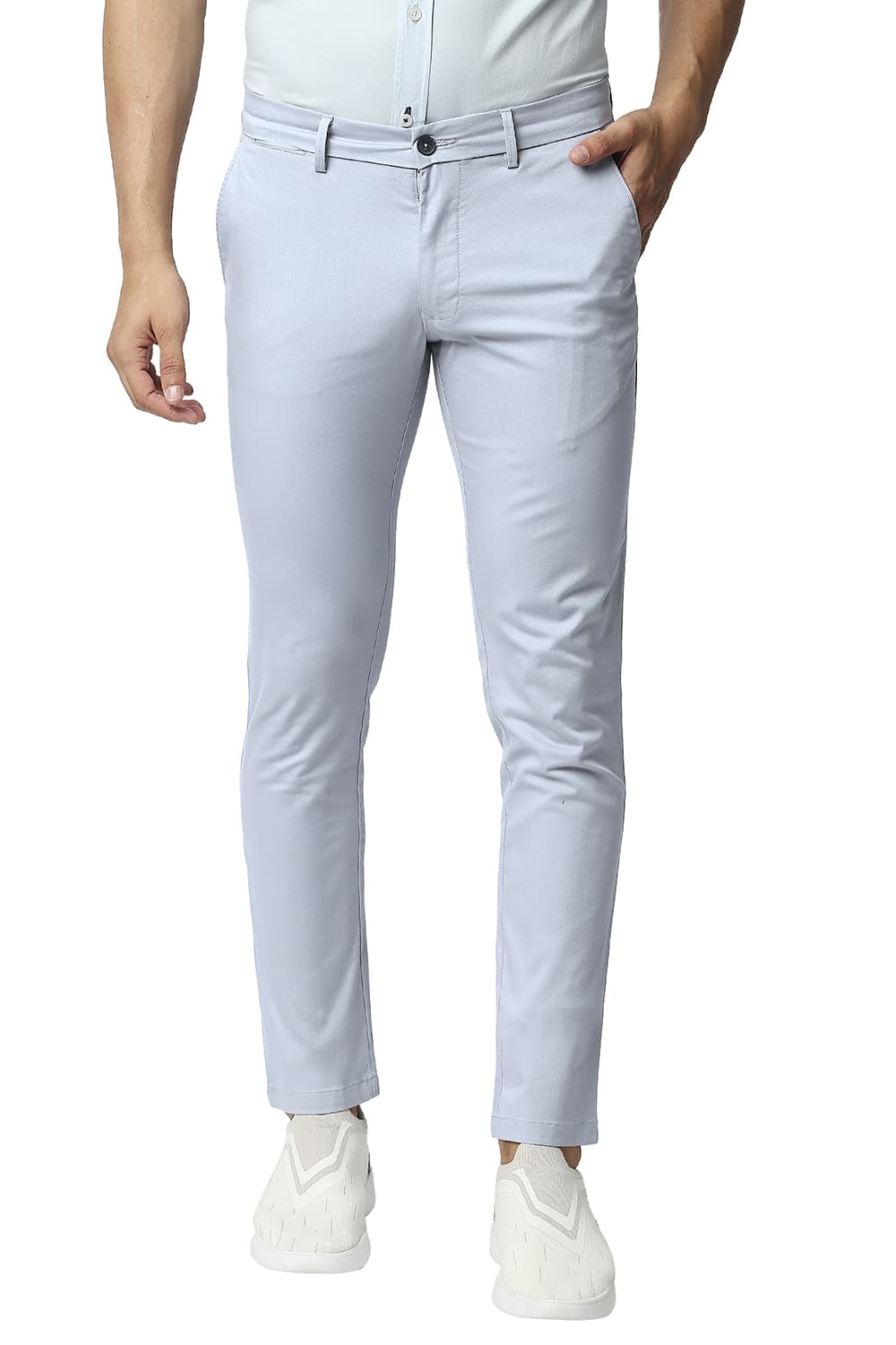 BASICS TAPERED FIT BROKEN TWILL STRETCH TROUSERS