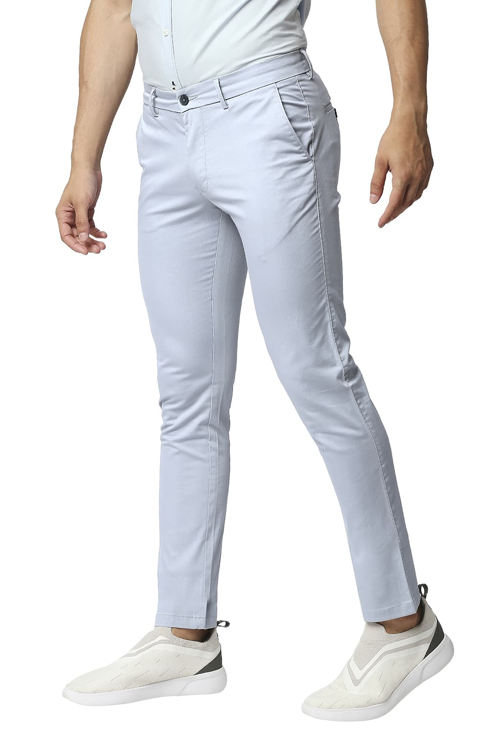 BASICS TAPERED FIT BROKEN TWILL STRETCH TROUSERS