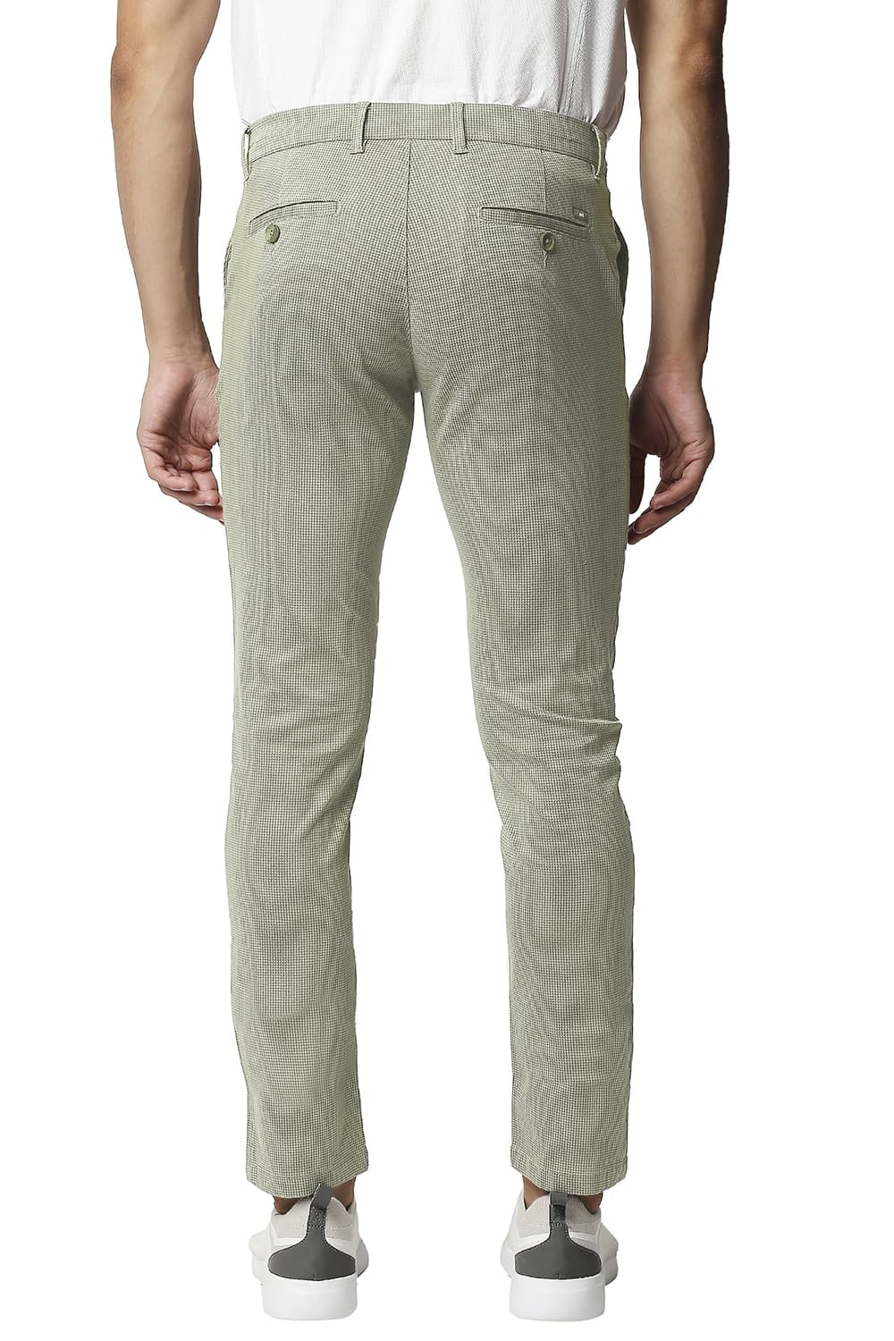 BASICS TAPERED FIT STRETCH PRINTED TROUSERS