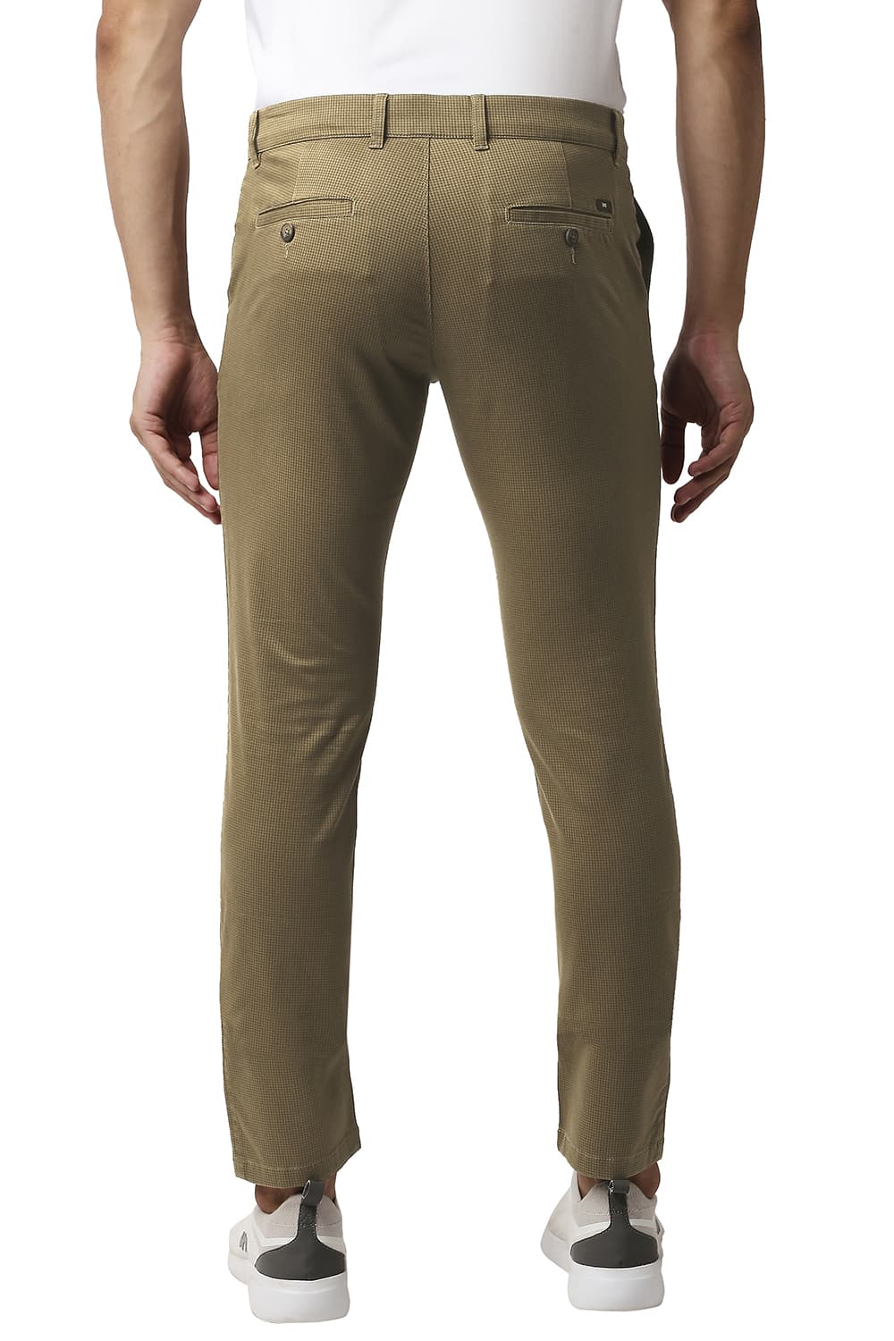 BASICS TAPERED FIT STRETCH PRINTED TROUSERS