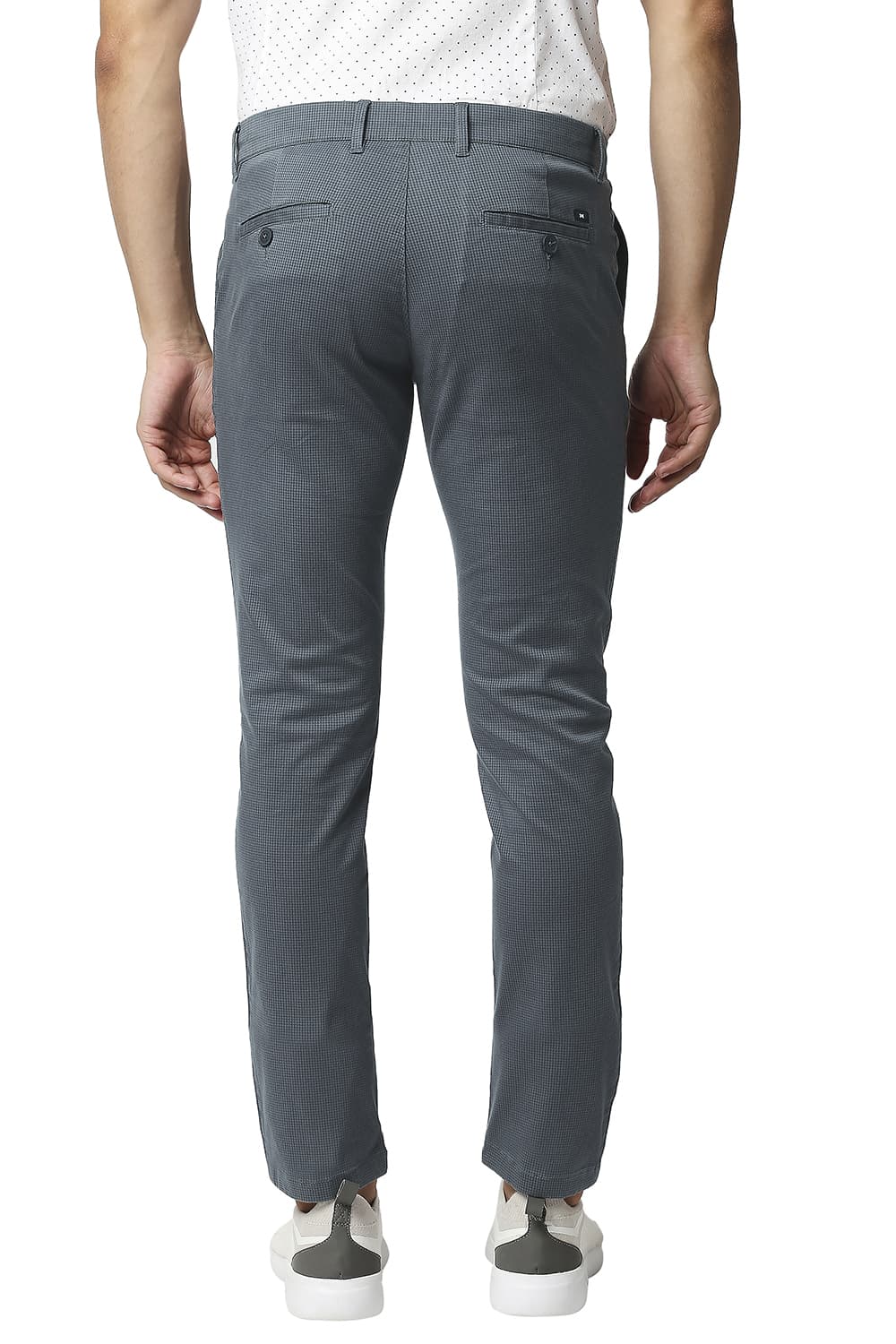 BASICS TAPERED FIT STRETCH PRINTED TROUSERS