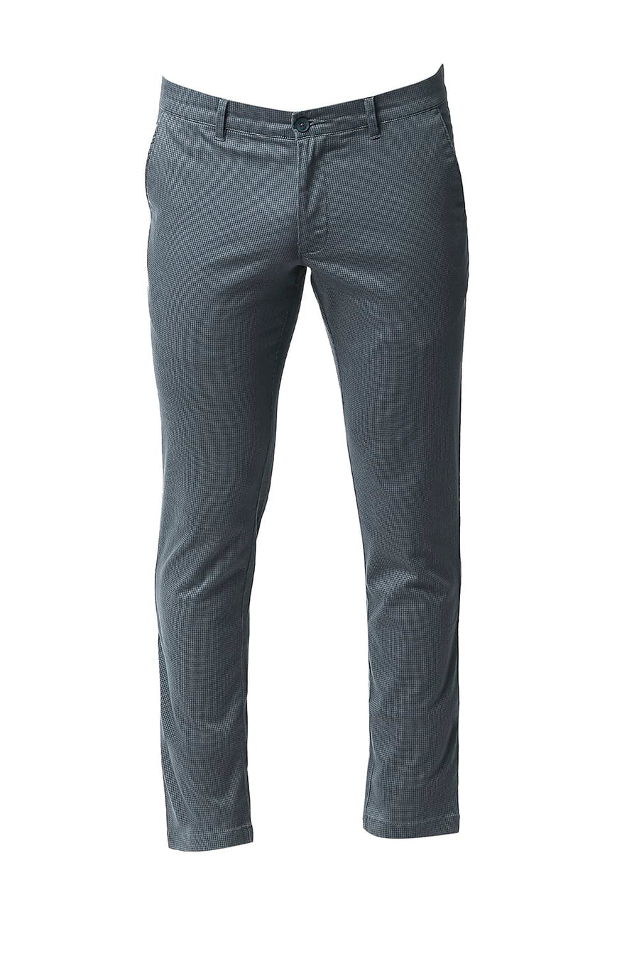 BASICS TAPERED FIT SEA STORM BLUE STRETCH PRINTED TROUSERS