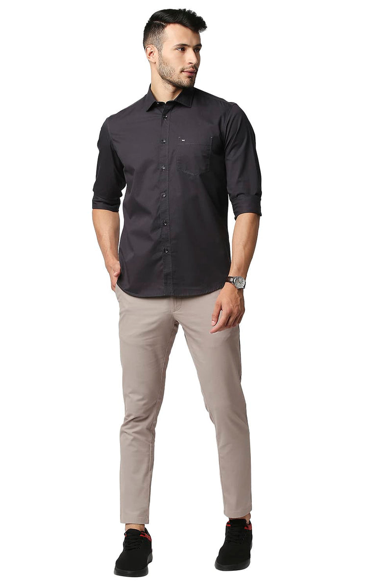 BASICS TAPERED FIT COTTON STRETCH TROUSERS