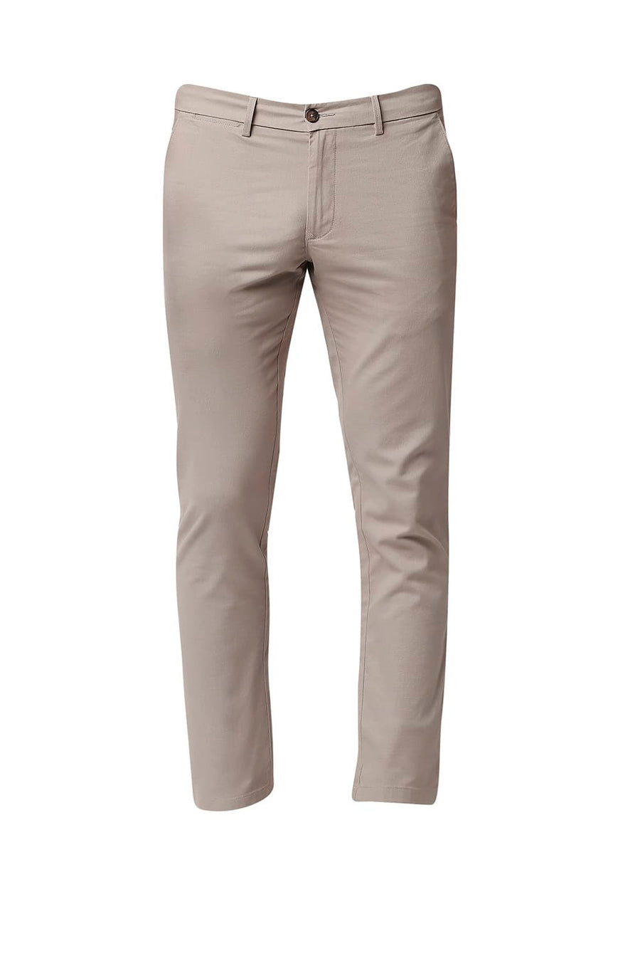 BASICS TAPERED FIT CROCKERY BROWN COTTON STRETCH TROUSERS