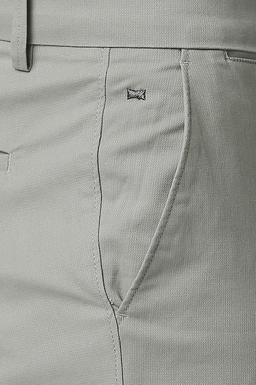 BASICS TAPERED FIT FOG GREEN COTTON STRETCH TROUSERS