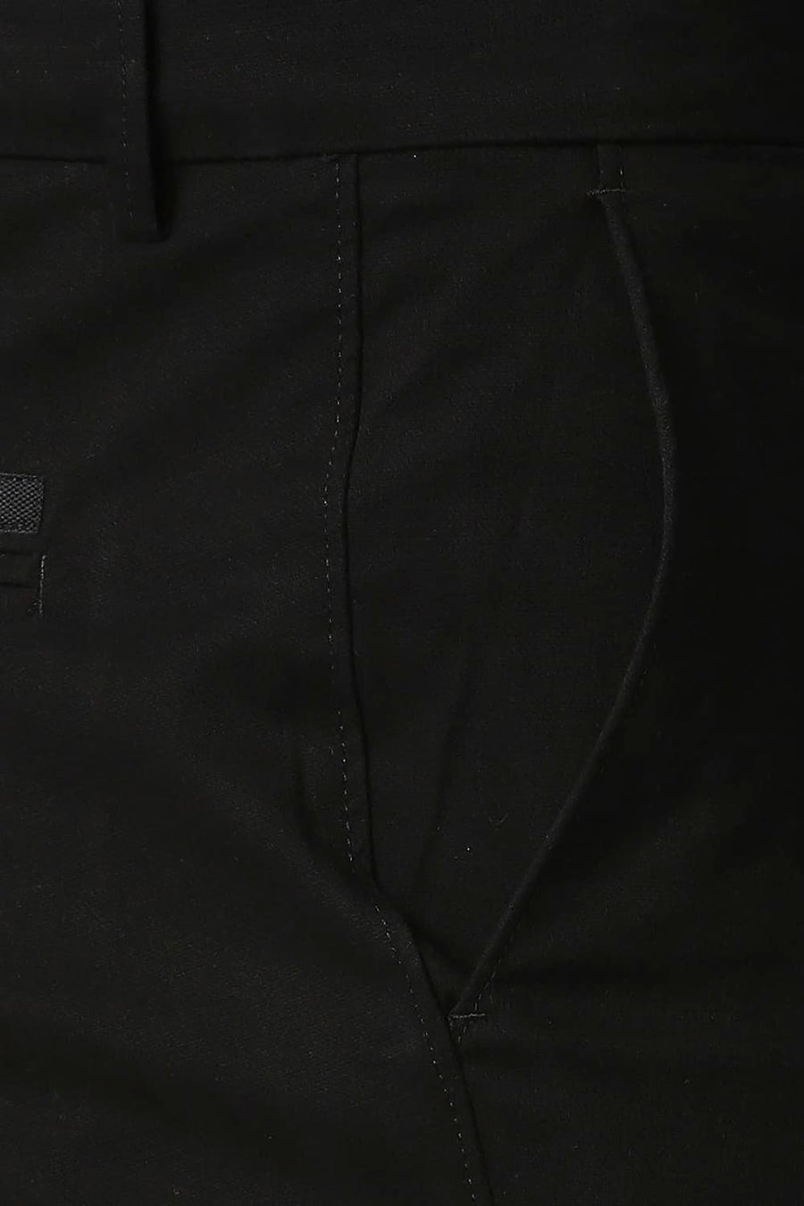 BASICS TAPERED FIT BELUGA BLACK COTTON STRETCH TROUSERS