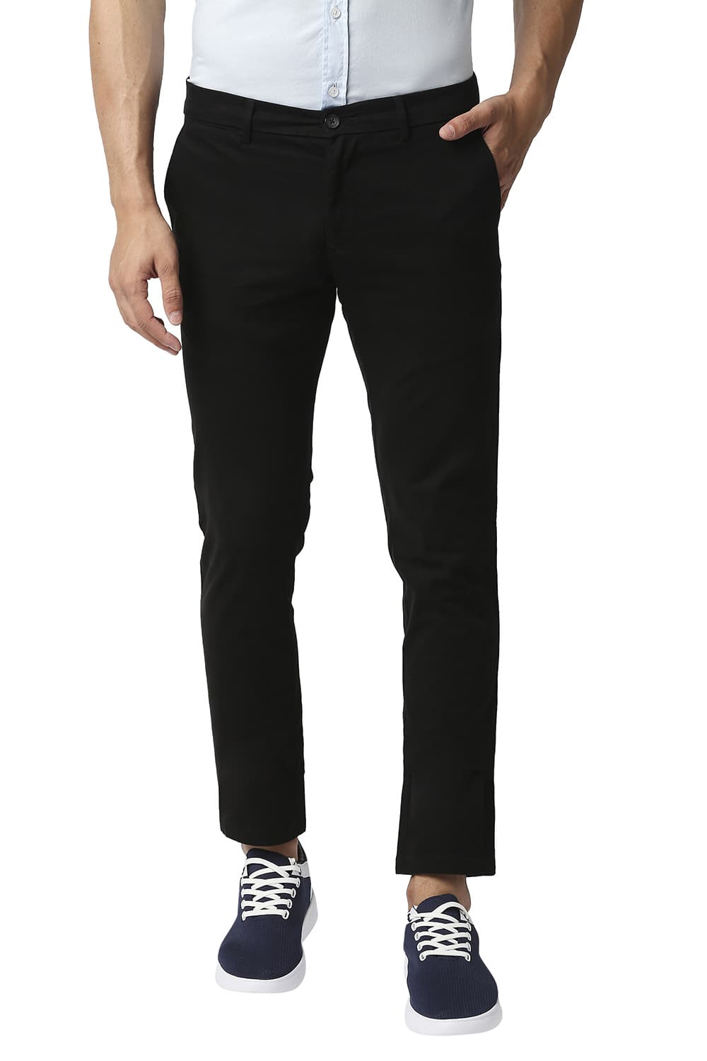 BASICS TAPERED FIT COTTON STRETCH TROUSERS