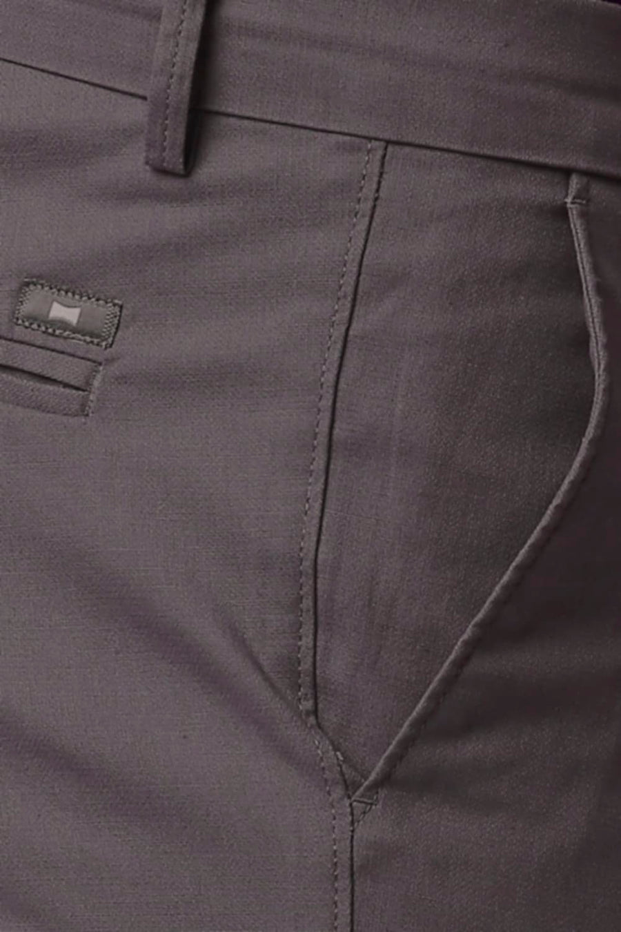 BASICS TAPERED FIT BRUSHED NICKEL GREY COTTON STRETCH TROUSERS