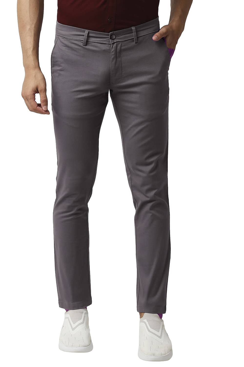 BASICS TAPERED FIT COTTON STRETCH TROUSERS