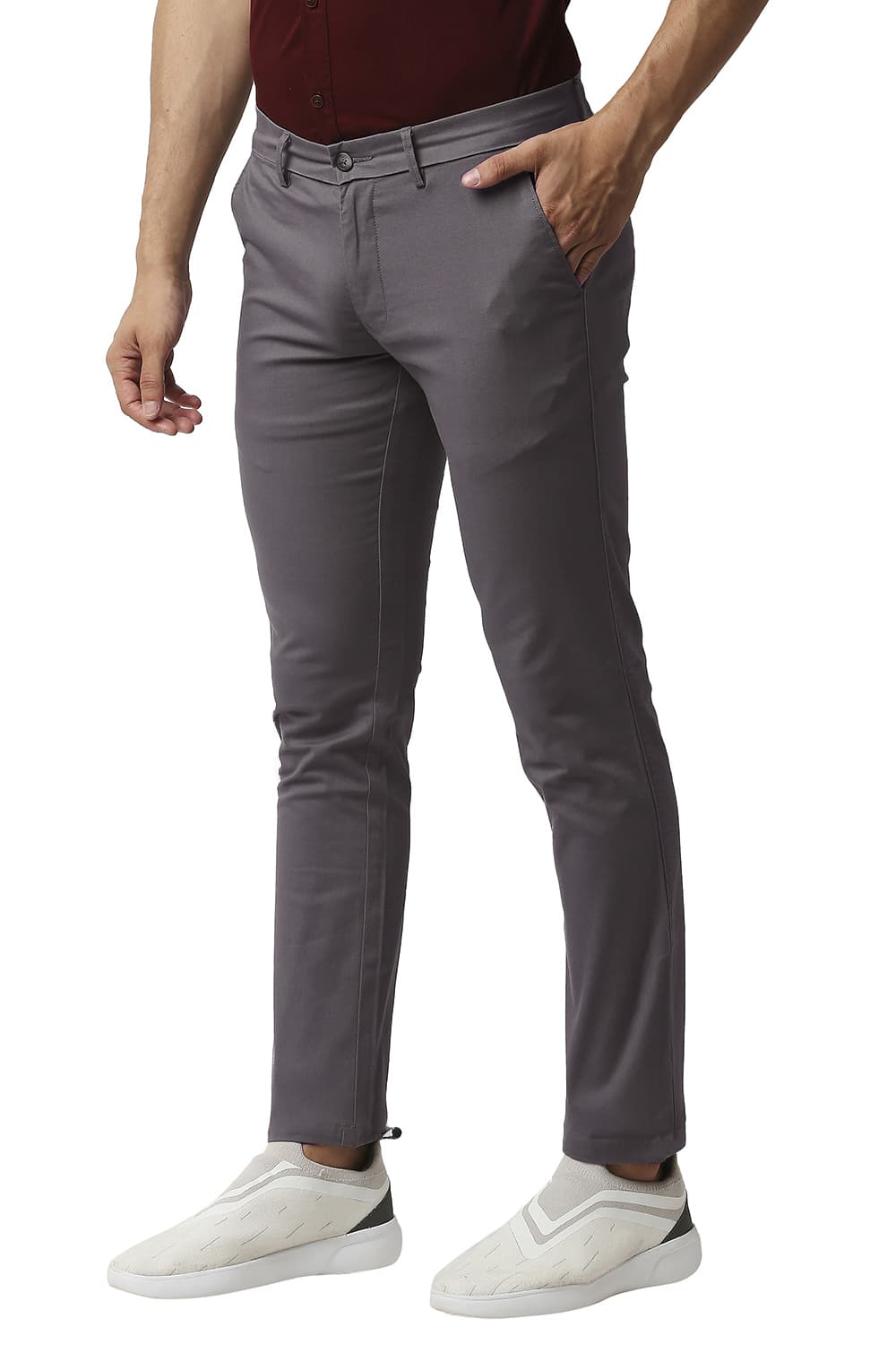 BASICS TAPERED FIT COTTON STRETCH TROUSERS