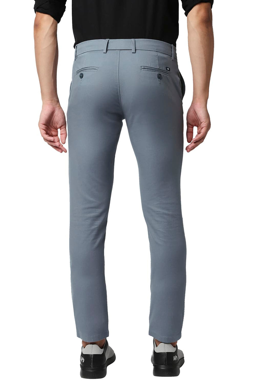 BASICS TAPERED FIT WINDWARD BLUE COTTON STRETCH TROUSERS