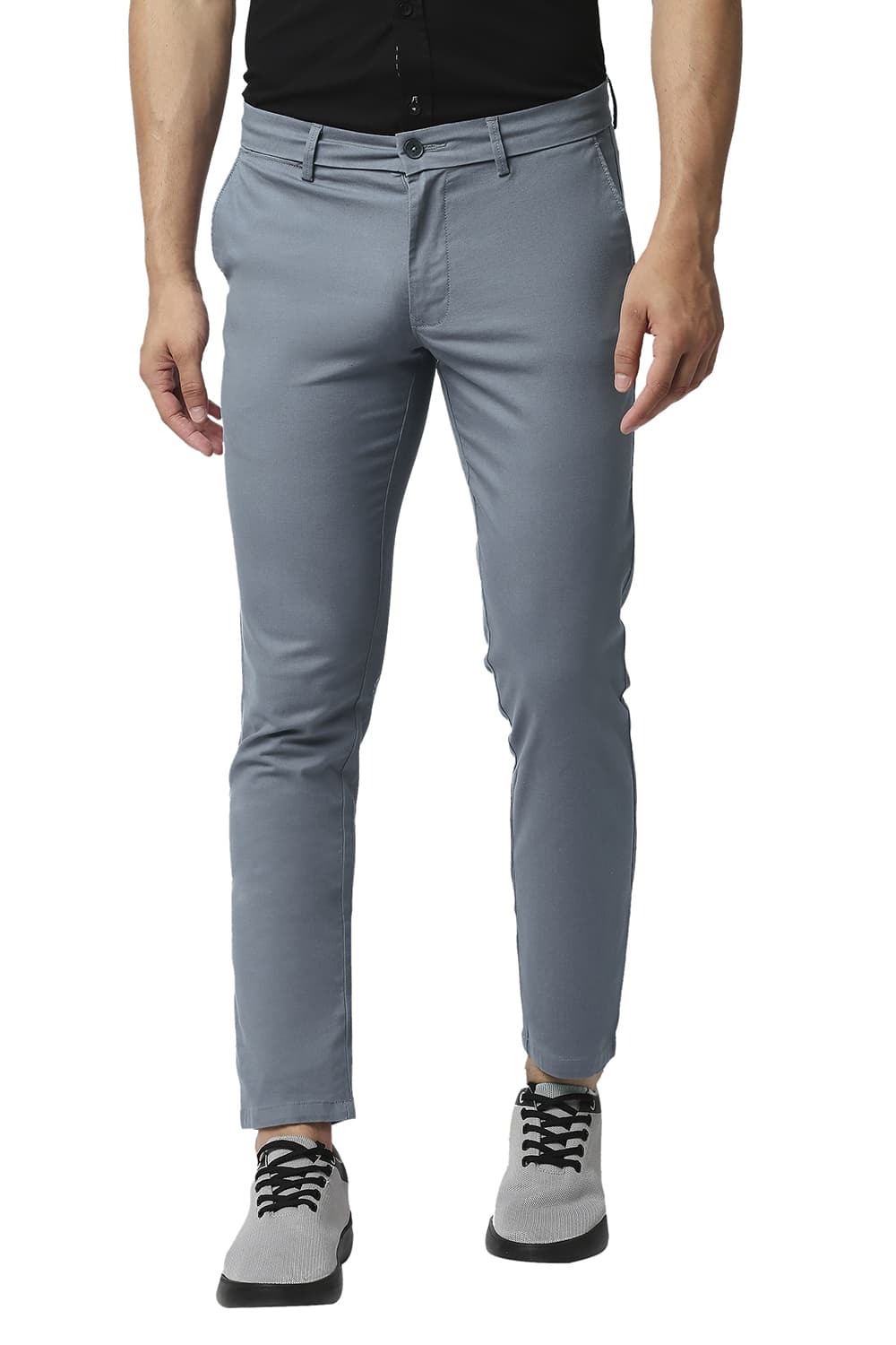 BASICS TAPERED FIT COTTON STRETCH TROUSERS