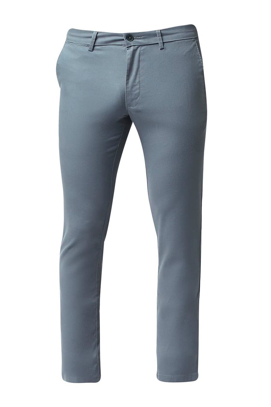 BASICS TAPERED FIT WINDWARD BLUE COTTON STRETCH TROUSERS