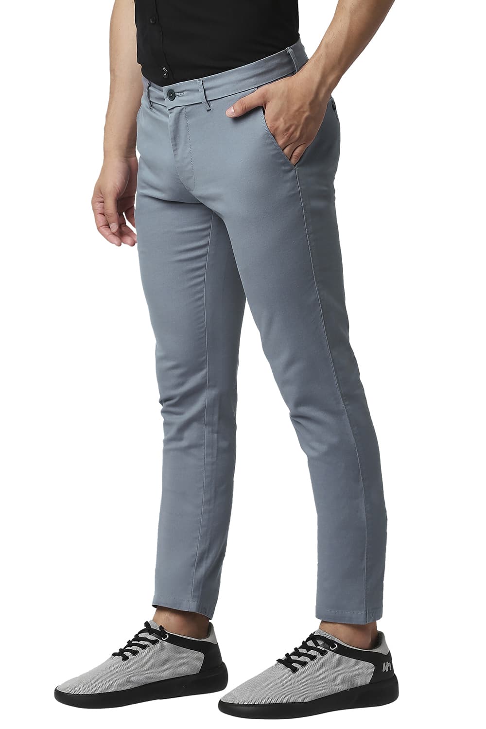 BASICS TAPERED FIT COTTON STRETCH TROUSERS