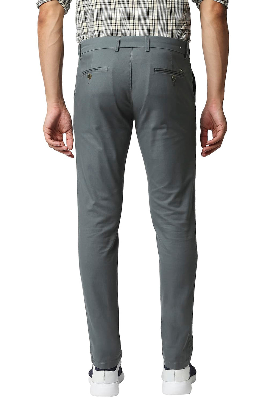 BASICS TAPERED FIT SPRUCE GREEN COTTON STRETCH TROUSERS