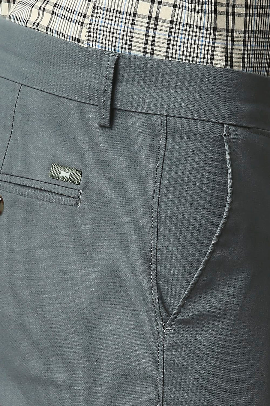 BASICS TAPERED FIT SPRUCE GREEN COTTON STRETCH TROUSERS
