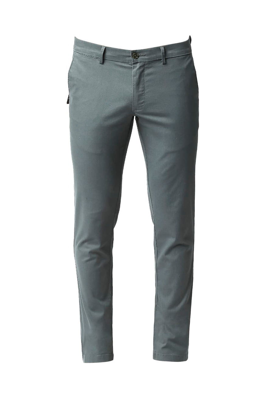 BASICS TAPERED FIT SPRUCE GREEN COTTON STRETCH TROUSERS