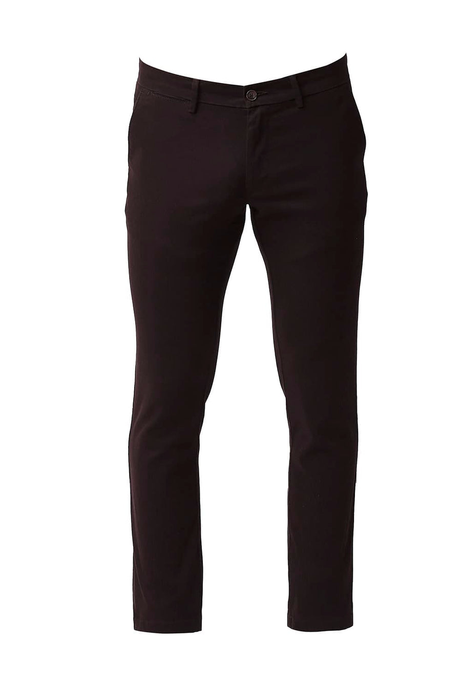 BASICS TAPERED FIT BRACKEN COFFEE COTTON STRETCH TROUSERS