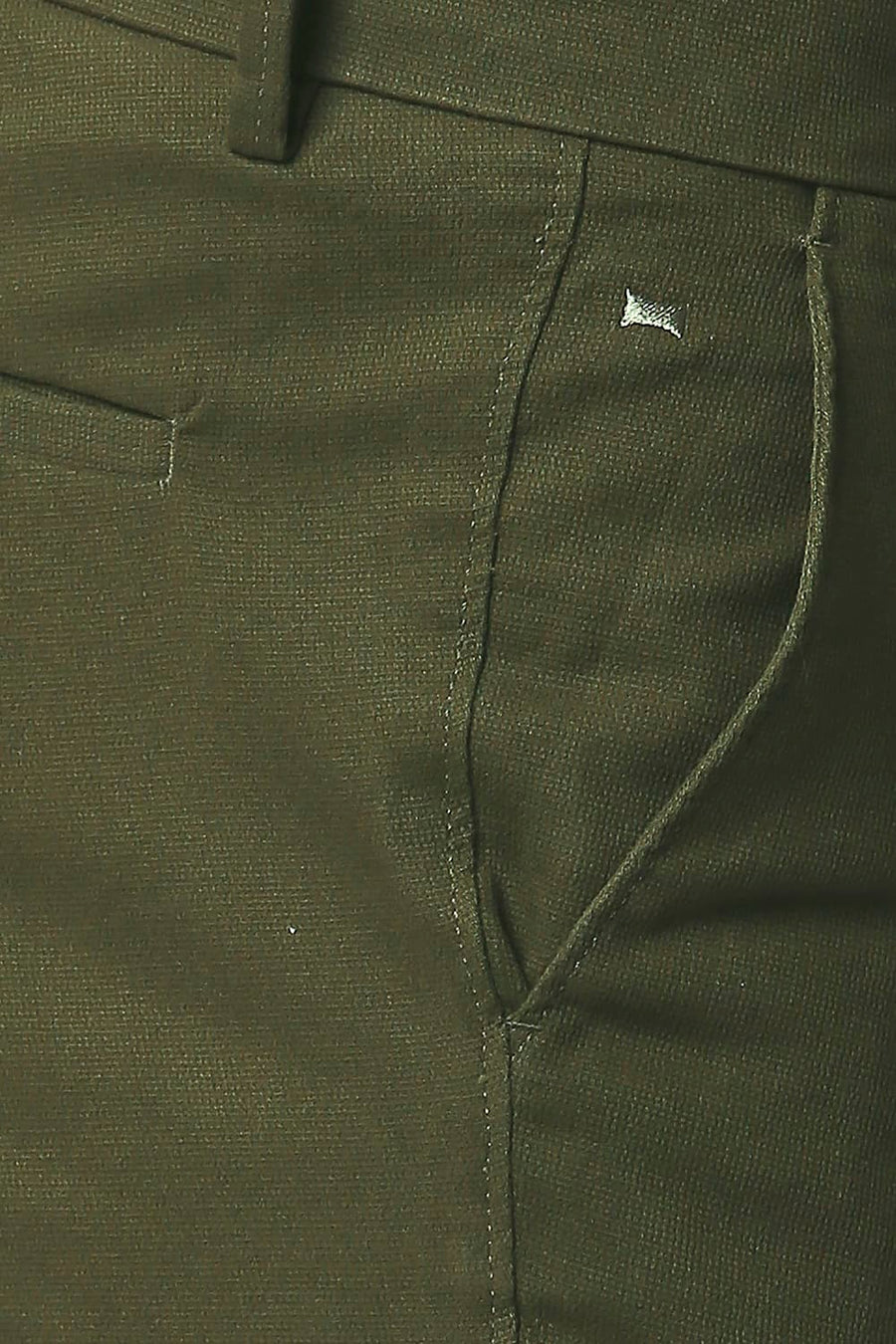 BASICS TAPERED FIT CROCODILE OLIVE COTTON STRETCH TROUSERS