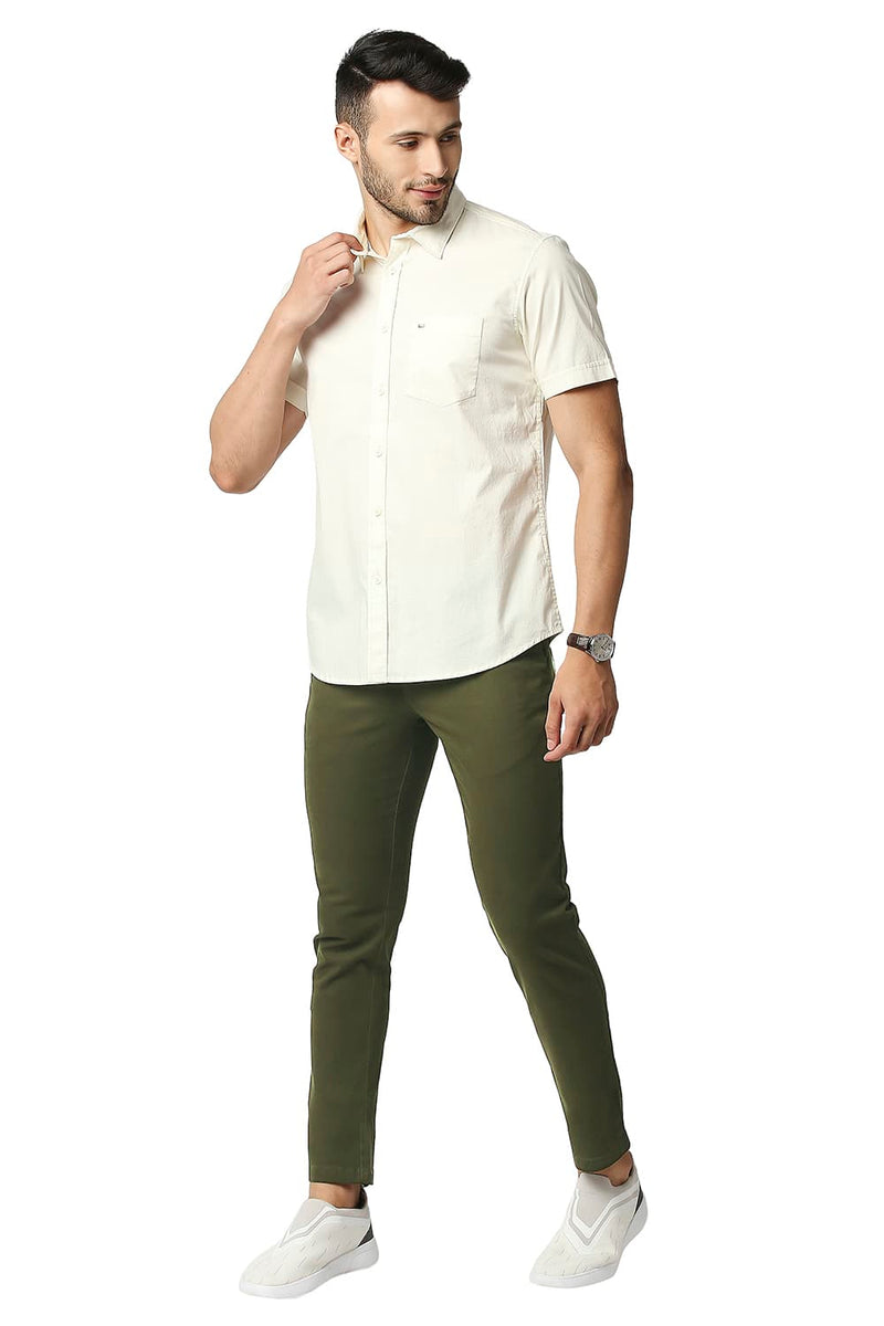 BASICS TAPERED FIT COTTON STRETCH TROUSERS