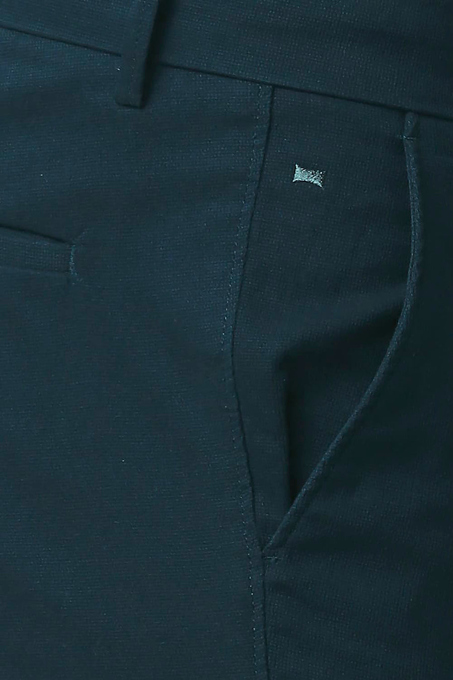 BASICS TAPERED FIT STRATIFIED SEA NAVY COTTON STRETCH TROUSERS