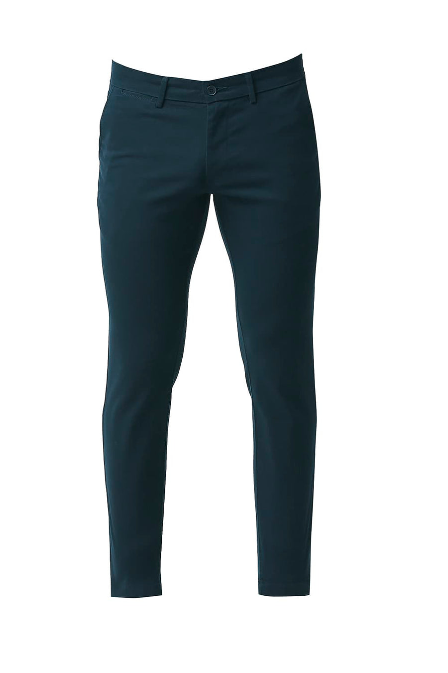 BASICS TAPERED FIT STRATIFIED SEA NAVY COTTON STRETCH TROUSERS