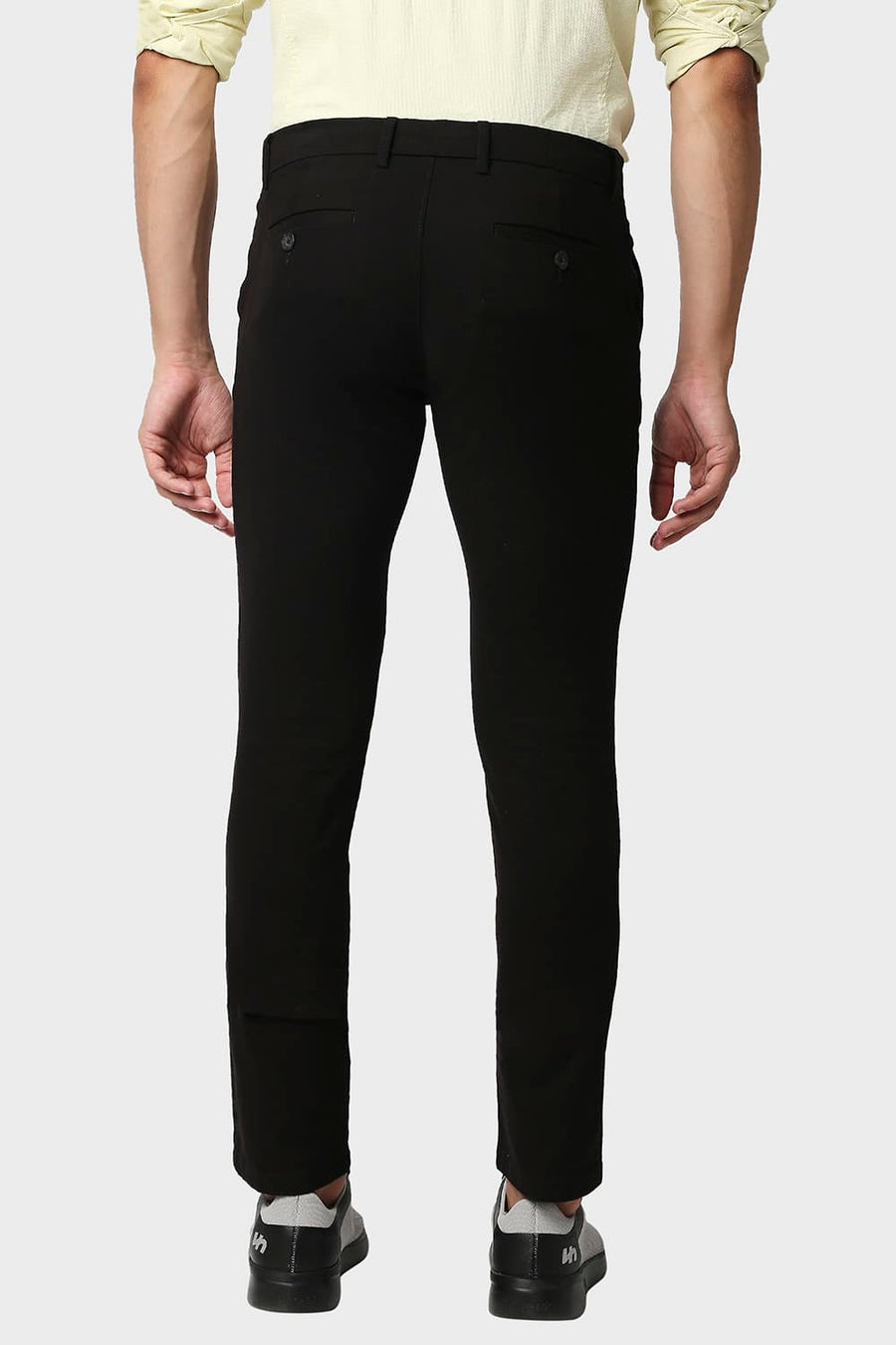 BASICS TAPERED FIT METEORITE BLACK COTTON STRETCH TROUSERS