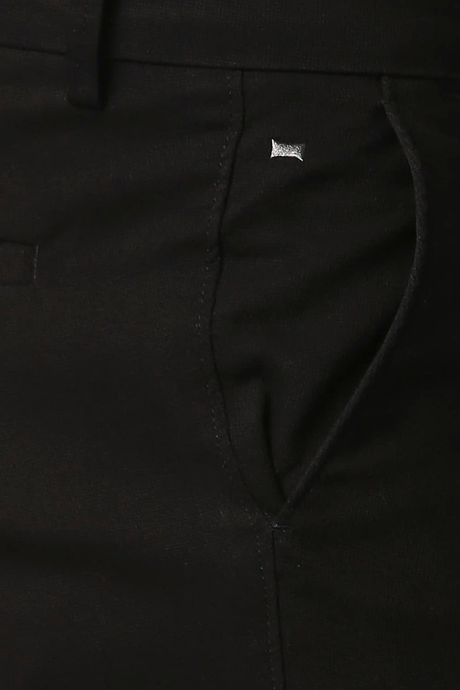 BASICS TAPERED FIT METEORITE BLACK COTTON STRETCH TROUSERS