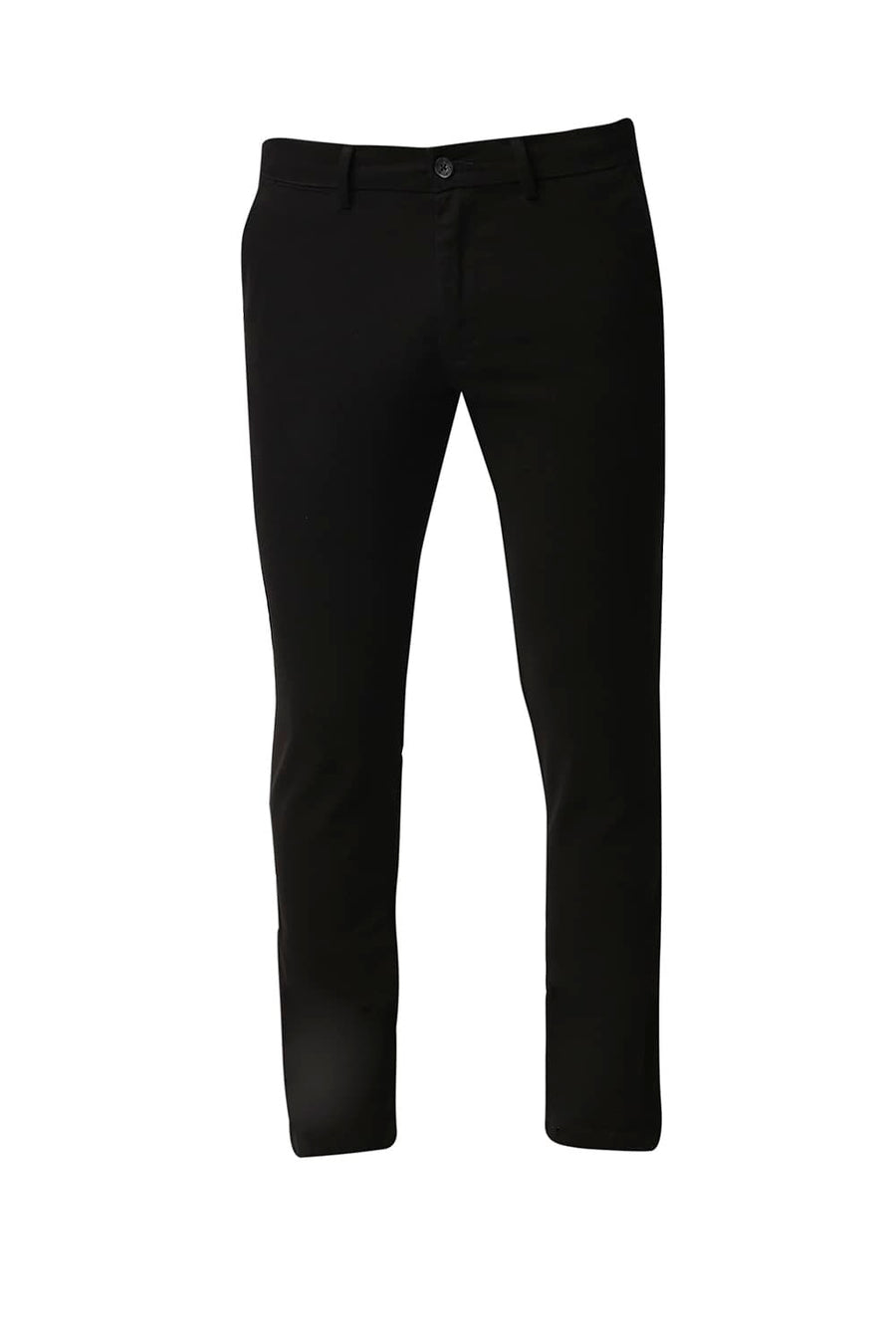 BASICS TAPERED FIT METEORITE BLACK COTTON STRETCH TROUSERS