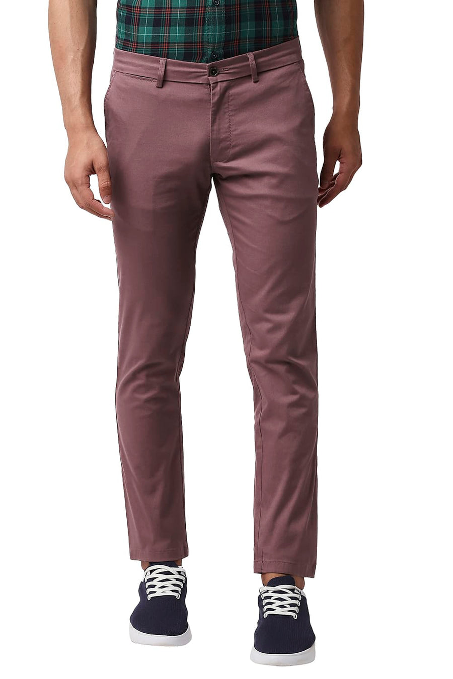 BASICS TAPERED FIT OXBLOOD WINE COTTON STRETCH TROUSERS