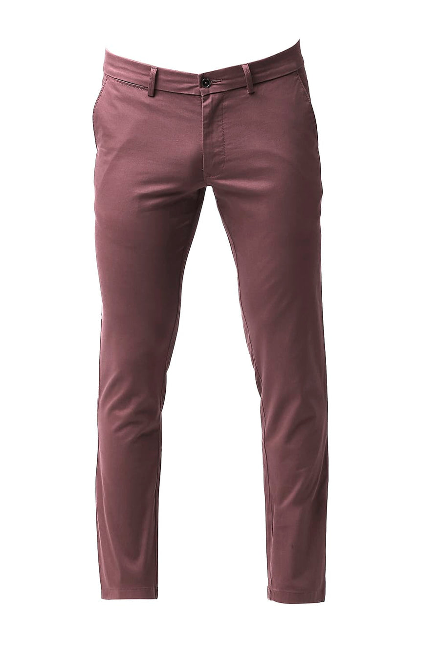 BASICS TAPERED FIT OXBLOOD WINE COTTON STRETCH TROUSERS