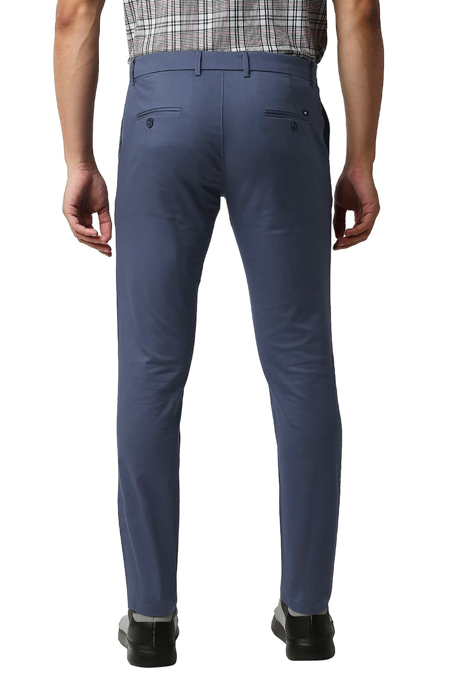 BASICS TAPERED FIT COPEN BLUE COTTON STRETCH TROUSERS