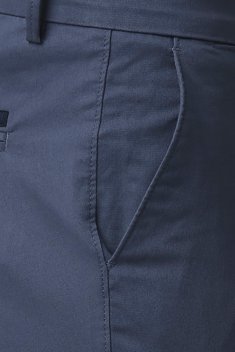 BASICS TAPERED FIT COPEN BLUE COTTON STRETCH TROUSERS