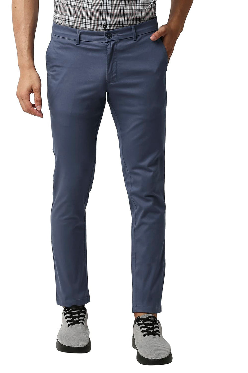 BASICS TAPERED FIT COTTON STRETCH TROUSERS