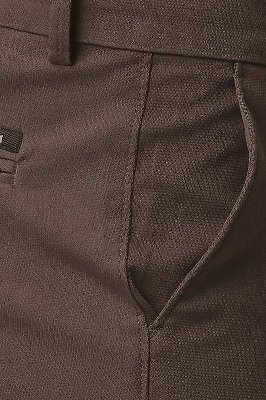BASICS TAPERED FIT COFFEE LIQUER BROWN COTTON STRETCH TROUSERS