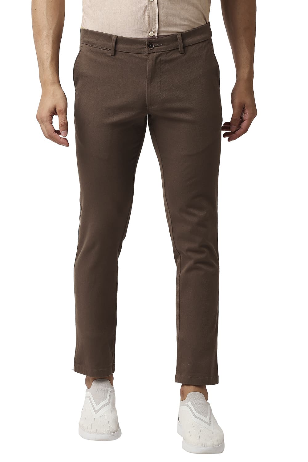 BASICS TAPERED FIT COTTON STRETCH TROUSERS