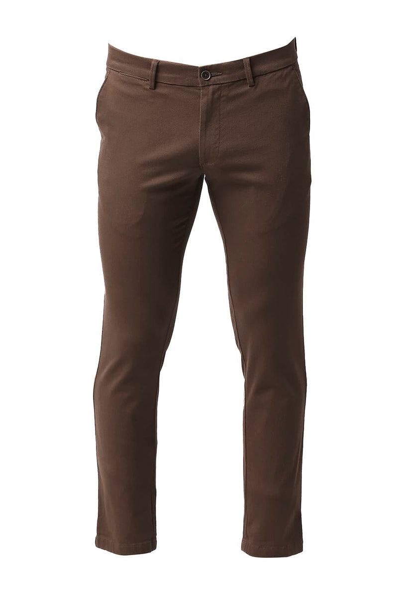 BASICS TAPERED FIT COTTON STRETCH TROUSERS