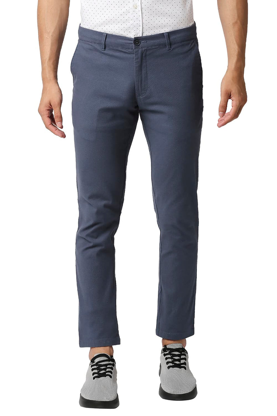 BASICS TAPERED FIT BLUEFIN BLUE COTTON STRETCH TROUSERS