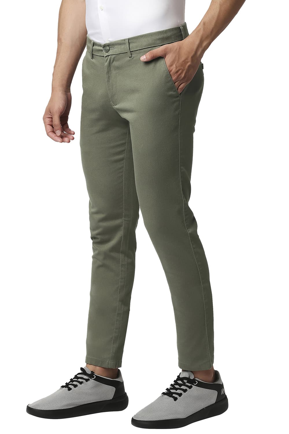 BASICS TAPERED FIT COTTON STRETCH TROUSERS