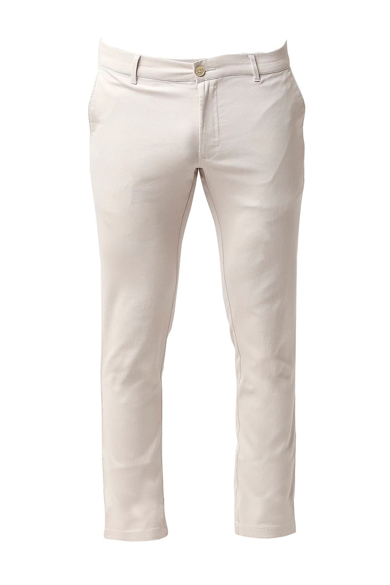 BASICS TAPERED FIT COTTON STRETCH TROUSERS