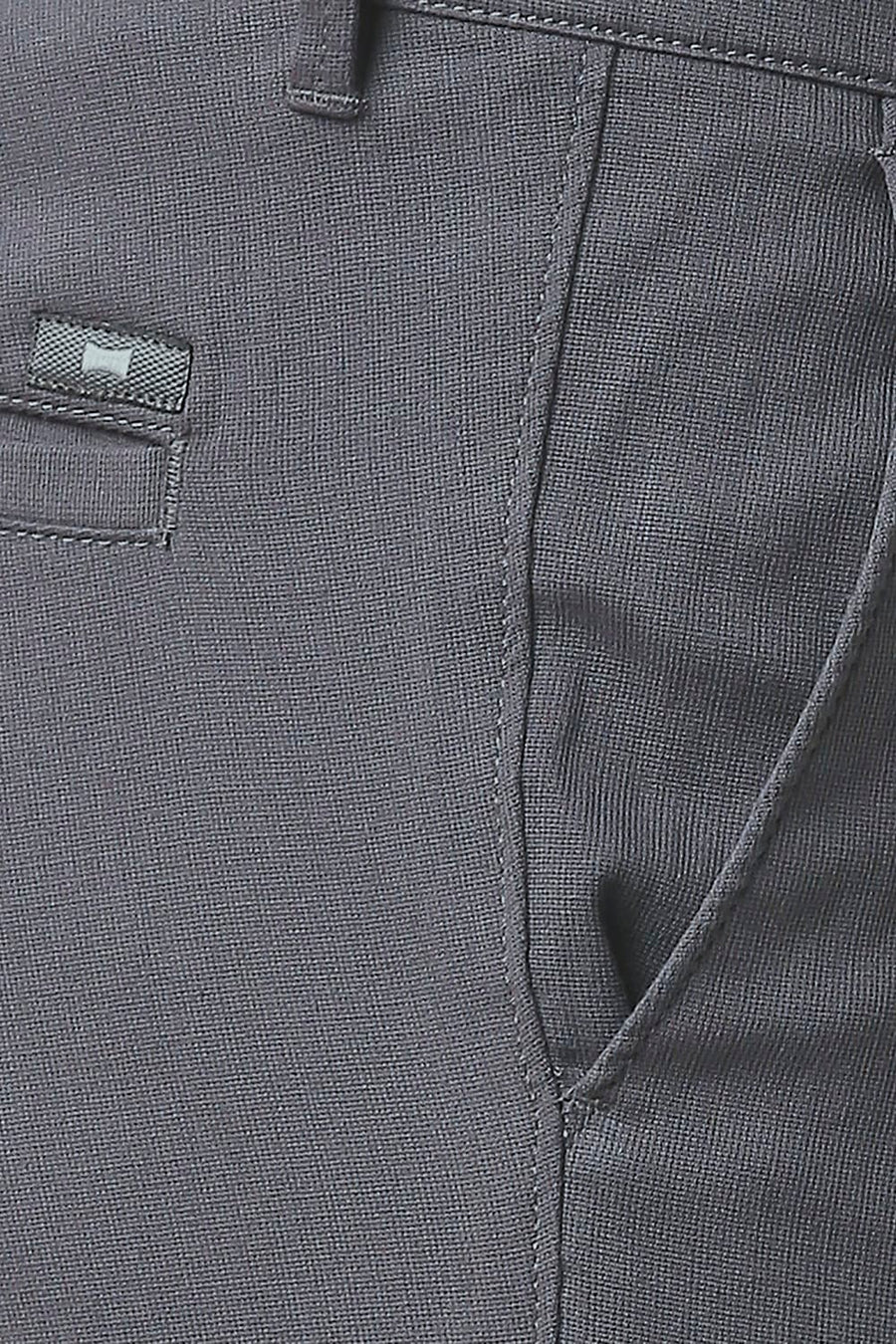 BASICS TAPERED FIT THUNDERSTORM GREY COTTON STRETCH TROUSERS