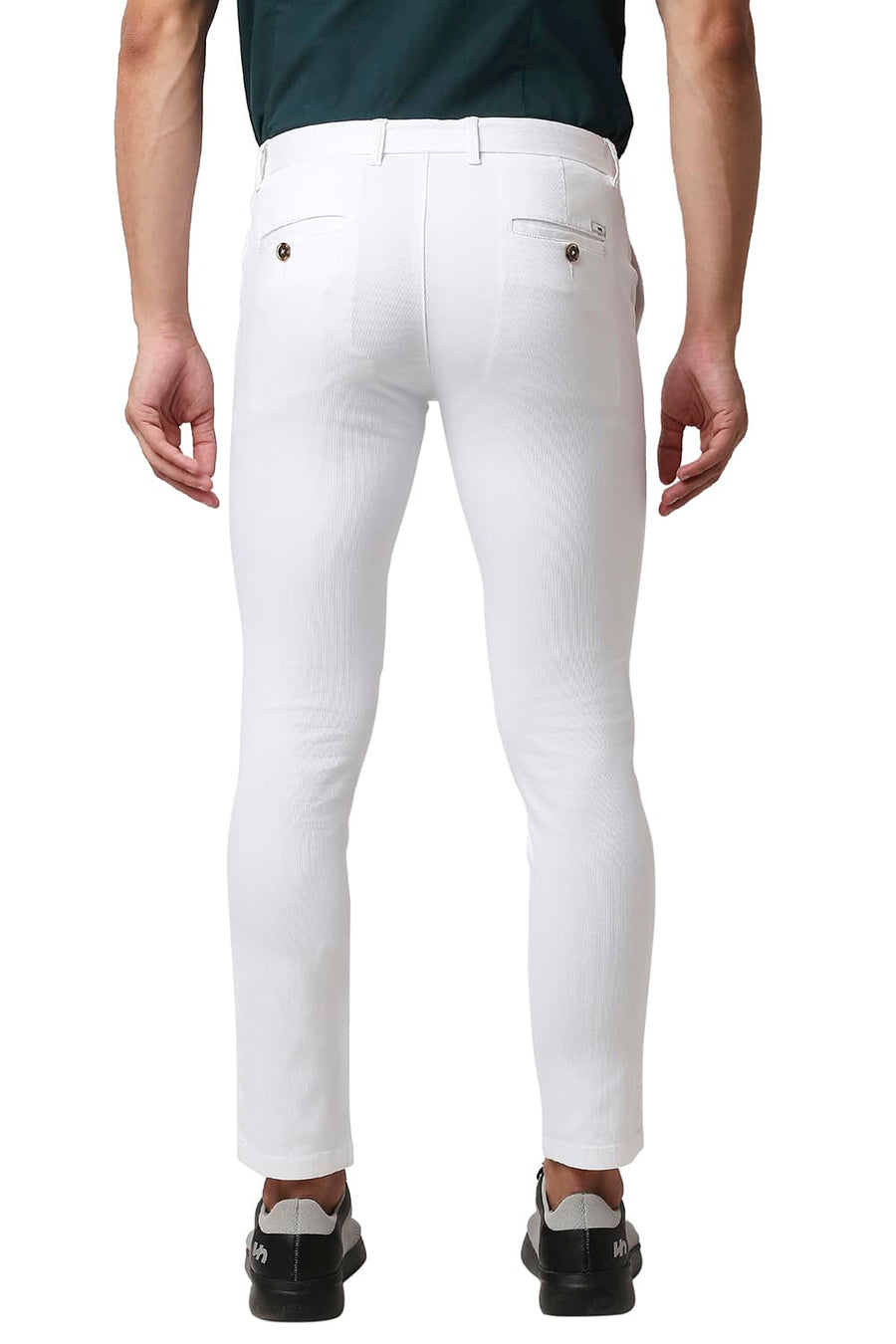 BASICS TAPERED FIT BRILLIANT WHITE COTTON STRETCH TROUSERS