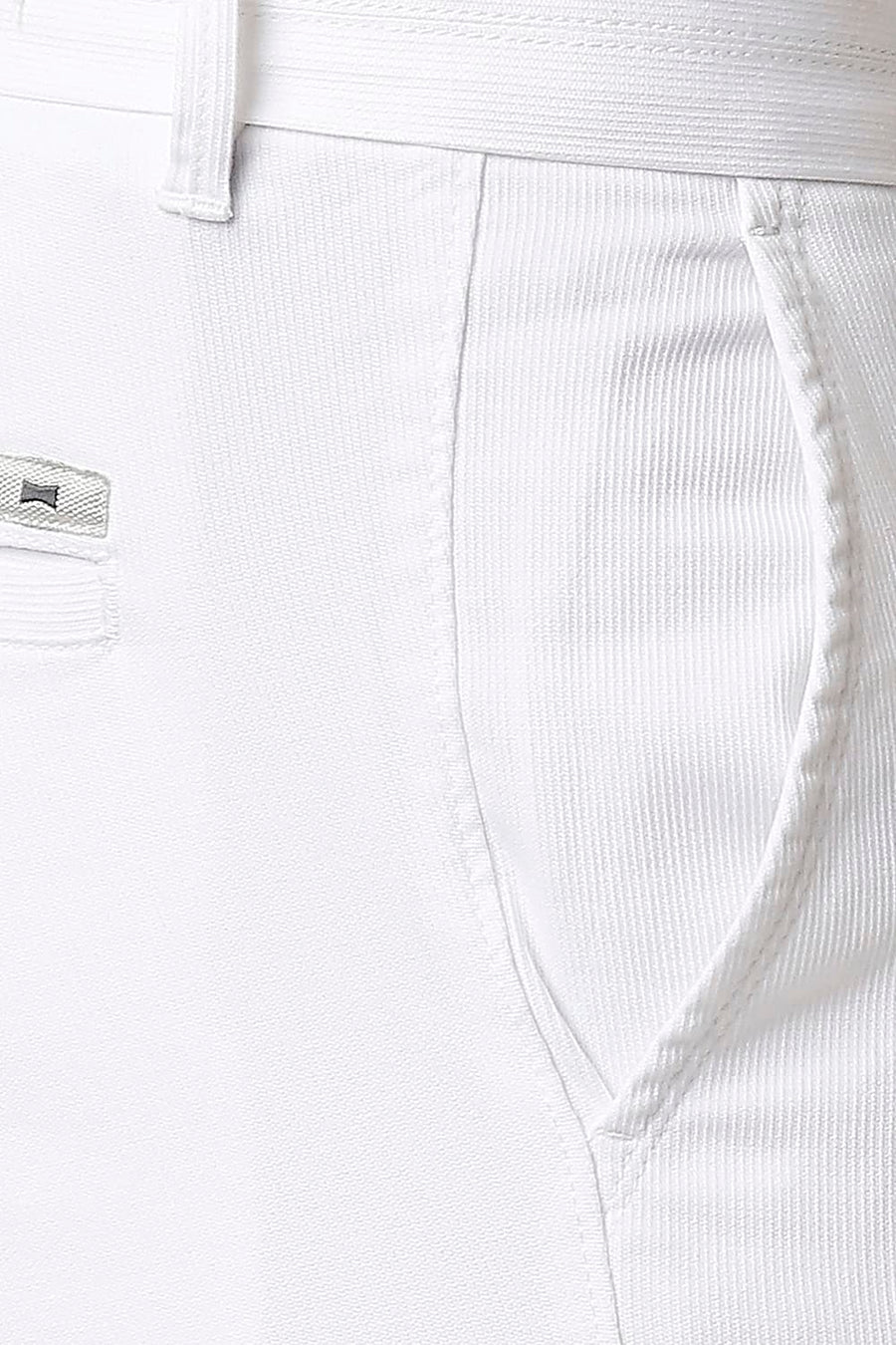 BASICS TAPERED FIT BRILLIANT WHITE COTTON STRETCH TROUSERS