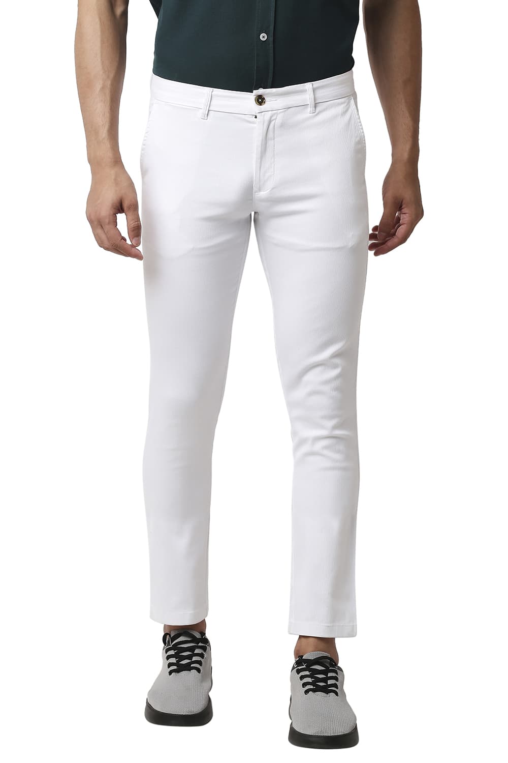 BASICS TAPERED FIT COTTON STRETCH TROUSERS