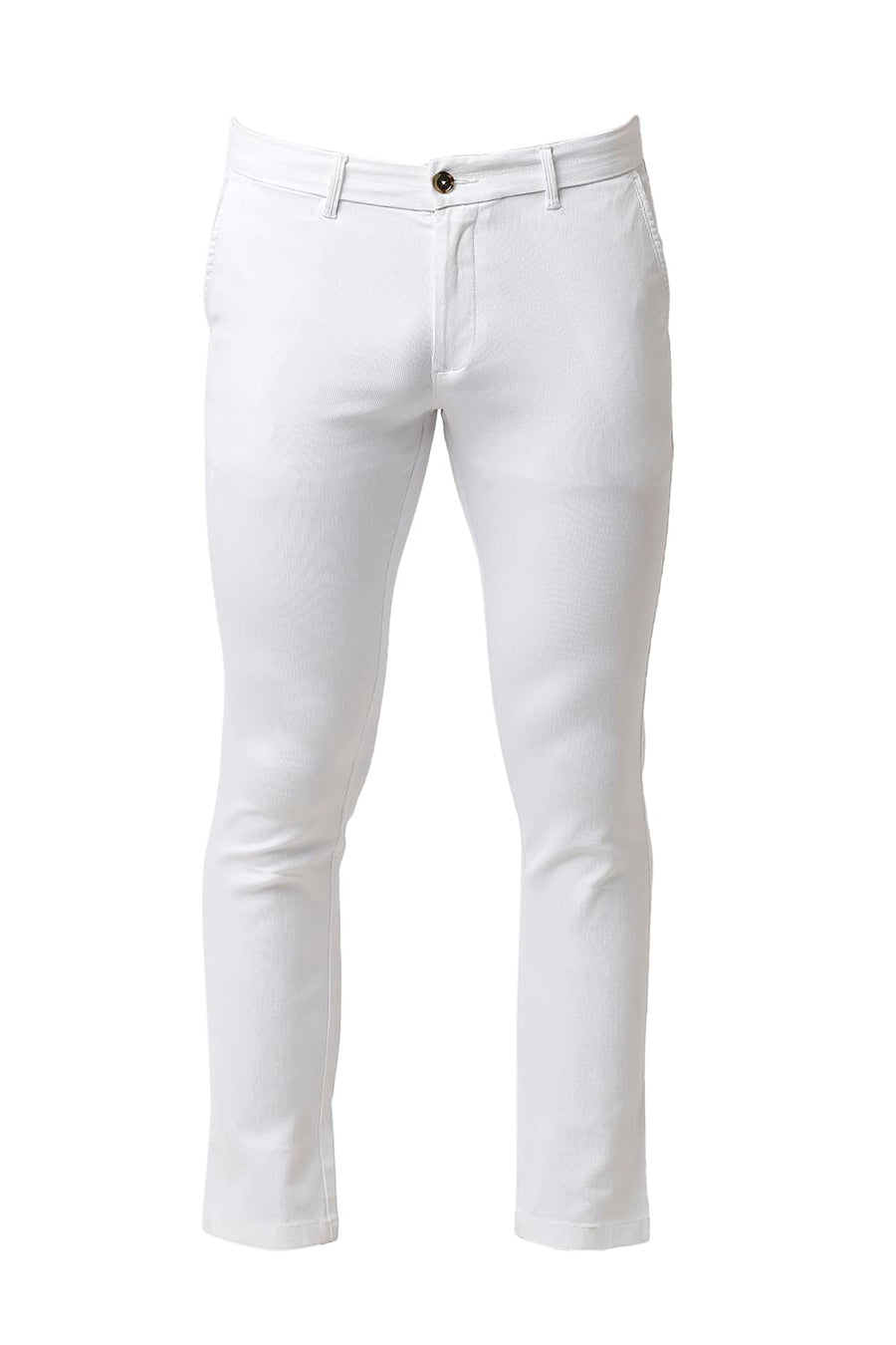 BASICS TAPERED FIT BRILLIANT WHITE COTTON STRETCH TROUSERS