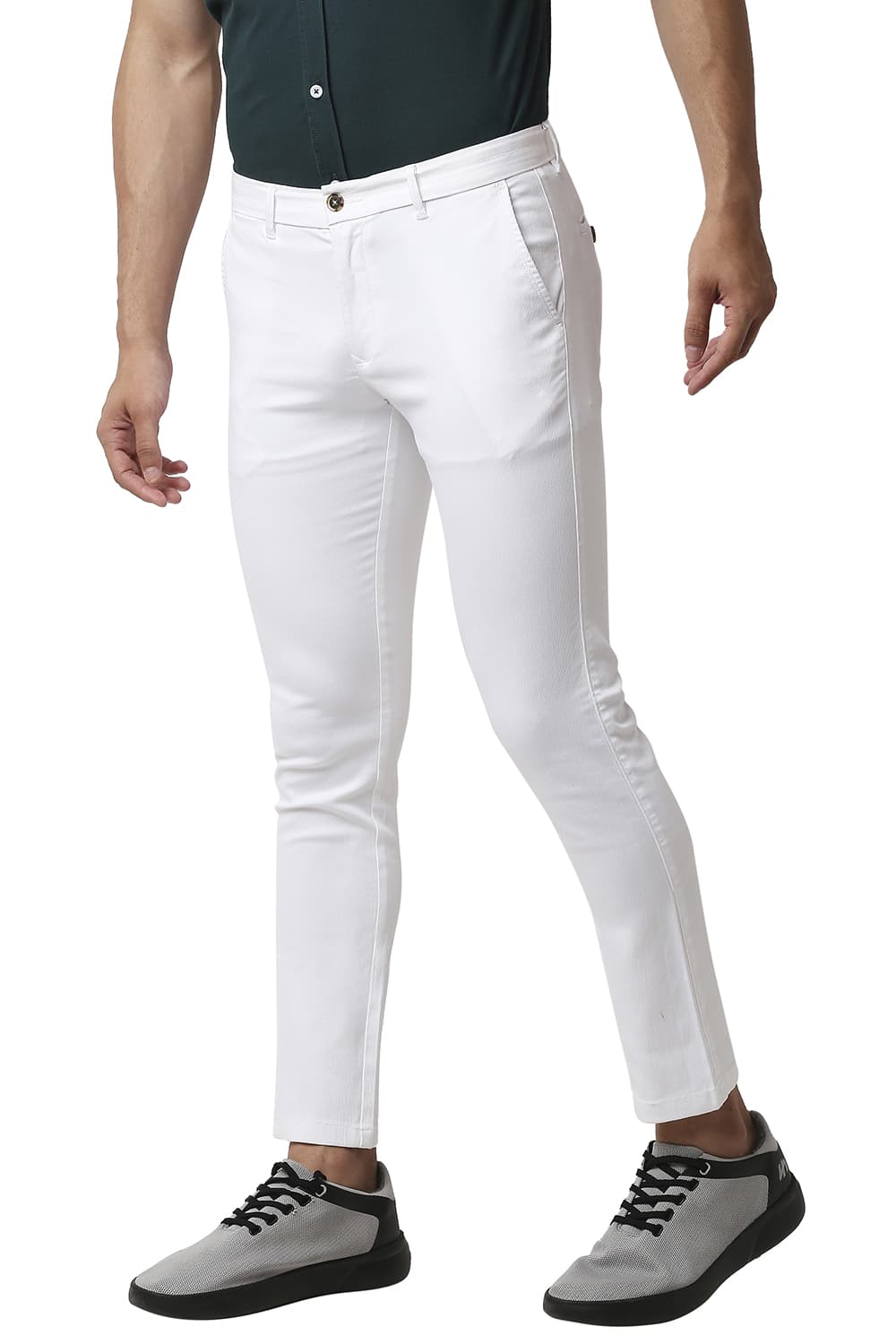 BASICS TAPERED FIT COTTON STRETCH TROUSERS